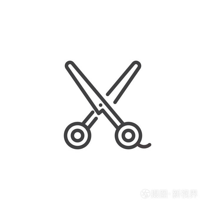 剪刀线图标轮廓矢量符号线性风格象形文字隔离在白色上.