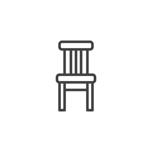 椅子家用家具线图标轮廓矢量标志线性风格象形文字隔离在白色上.