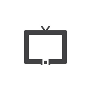 电视图标矢量填充平面标志固体象形文字隔离在白色上。 有线电视符号标志插图。