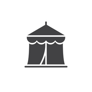 马戏团帐篷图标矢量填充平面标志固体象形文字隔离在白色上。 符号标志插图。