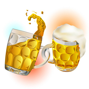 啤酒杯的玻璃连接作为一个链环。 这是友谊聚会的想法。