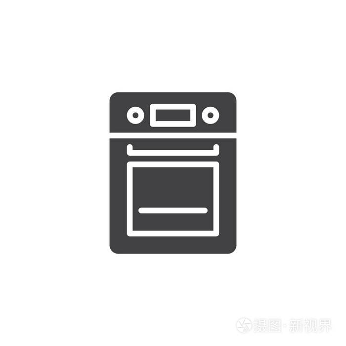 烤箱图标矢量填充平标志固体象形文字隔离在白色上厨房灶具符号标识