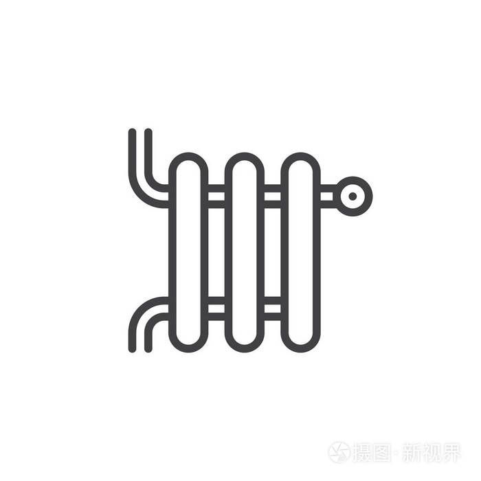 暖气片线条图标,轮廓矢量符号,线式象形隔离在白色上.符号,标志插图.