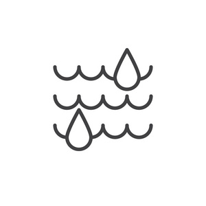 水分线图标，轮廓矢量符号，线性风格象形孤立在白色上。符号，标志插图..易生中风