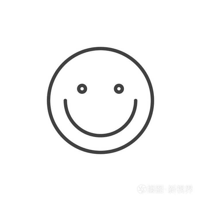 笑脸表情线图标轮廓矢量符号线性风格象形孤立在白色上表情符号标志