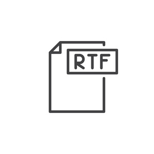 rtf格式文件行图标，轮廓矢量符号，线性样式象形文字隔离在白色上。文件格式符号，标志插图..易生中风