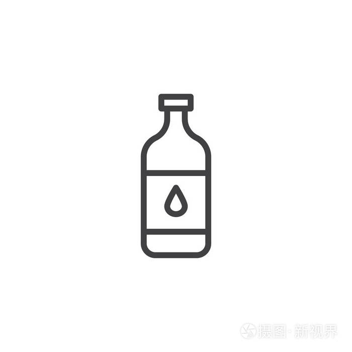 水瓶线图标,轮廓矢量符号,线性样式象形孤立在白色上.符号,标志插图.