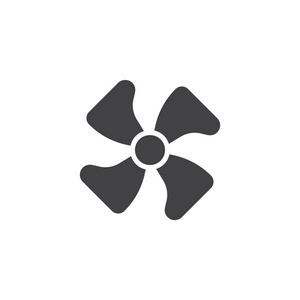 散热器风扇图标矢量,填充平标,实心象形隔离在白色上.符号,标志插图.