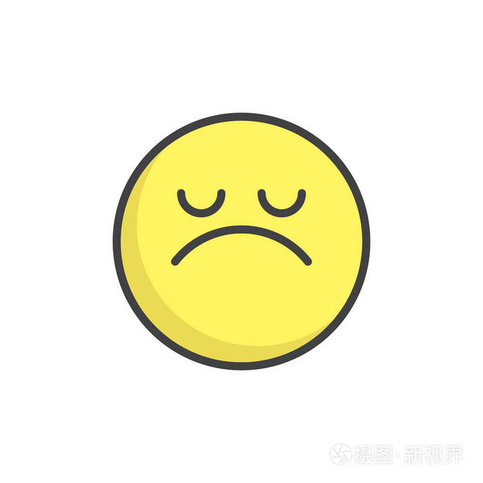 傲慢的脸表情填充轮廓图标线矢量符号线性彩色象形文字隔离在白色上