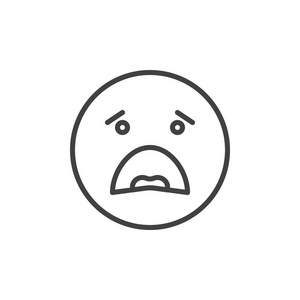 痛苦的脸表情线图标轮廓矢量符号线性风格象形文字隔离在白色上.