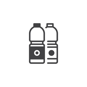 果汁瓶图标矢量填充平面标志固体象形文字隔离在白色上。 符号标志插图。