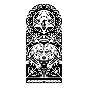 样式化的鸟和老虎的矢量图像。 波利尼西亚纹身。 毛利的模式。 新西兰土著人的艺术。 黑色部落纹身。 矢量图。