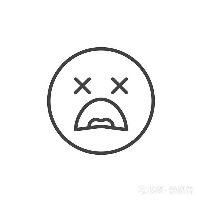吓脸表情线图标轮廓矢量符号线性风格象形文字隔离在白色上表情符号