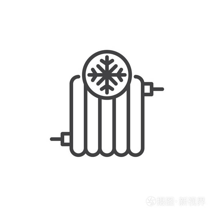 散热器冷线图标轮廓矢量符号线性风格象形文字隔离在白色上符号标志