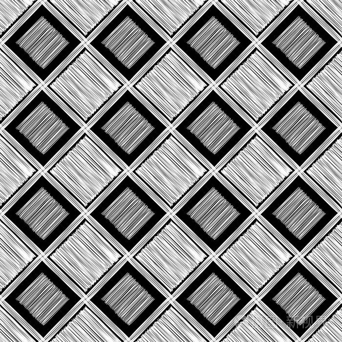 用墨水画的黑白数字. 矢量几何背景.