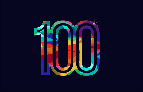 彩色彩虹编号100标志设计适合公司或企业