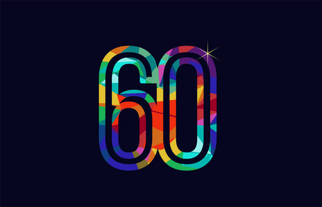 彩色彩虹编号60标志设计适合公司或企业