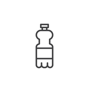 苏打水瓶线图标轮廓矢量符号线性风格象形文字隔离在白色上。 符号标志插图。 可编辑行程