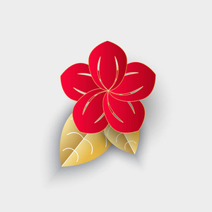 花与叶折纸中国新年装饰