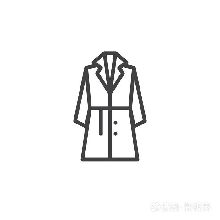 时尚外套线图标轮廓矢量标志线性风格象形文字隔离在白