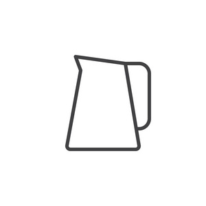 咖啡壶线图标轮廓矢量符号线性风格象形文字隔离在白色上。 符号标志插图。 可编辑行程
