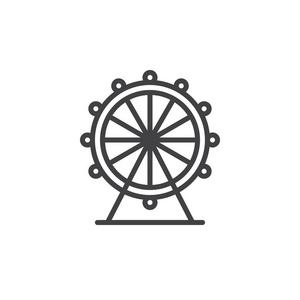 摩天轮符号摩天轮线图标轮廓矢量符号线性风格象形文字隔离在白色上.