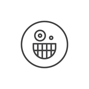 表情符号微笑标志插图. 可编辑行程照片