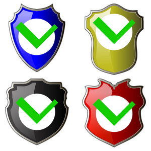 安全检查图标, 屏蔽逻辑型, 保护标志。标记已批准的徽标保护符号系统隐私集