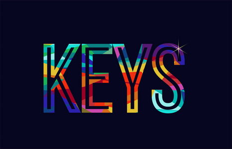 关键字排版设计彩虹颜色适合标志或文字