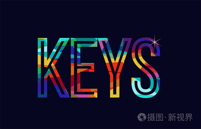 关键字排版设计彩虹颜色适合标志或文字