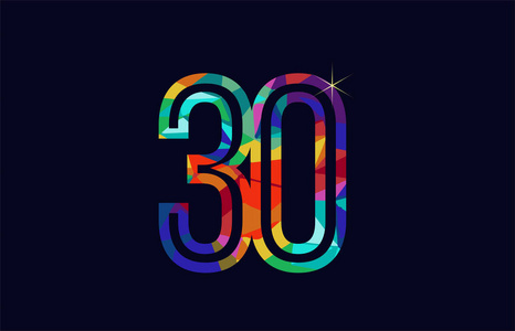 适合公司或企业的彩色彩虹编号30标志设计