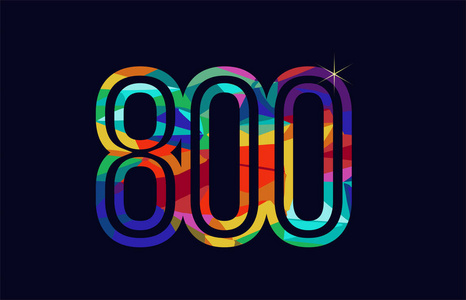 彩色彩虹号码800标志设计适合公司或企业