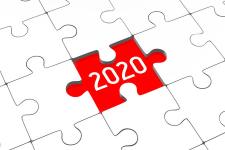 3D插图拼图2020