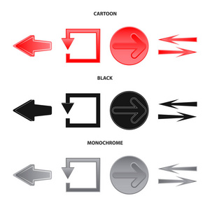 元素和箭头符号的矢量设计。一组元素和方向股票矢量图