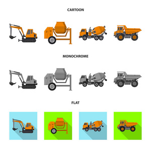 生成和构造徽标的矢量插图。一套建筑和机械载体图标为股票