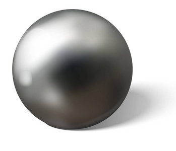 马特钢或银球与阴影从下面的现实矢量隔离在白色背景。 闪亮的金属球体，在铬马特表面有反射。 三维插图