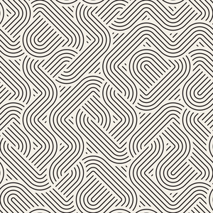 复古时尚抽象圆形线条迷宫.从随机排列的条纹重复几何晶格.照片