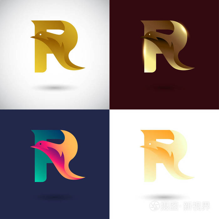 创意字母r标志设计与鸽子鸟的概念为商业公司.