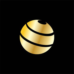 抽象圆形轨道标志，金色