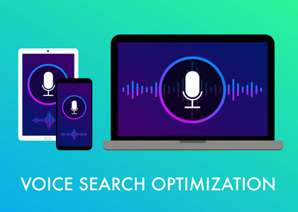 语音搜索优化平面矢量横幅插图和图标