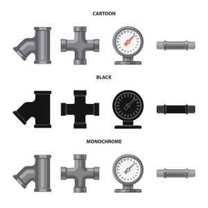 管道和管标识的隔离对象。库存管道和管道矢量图标集