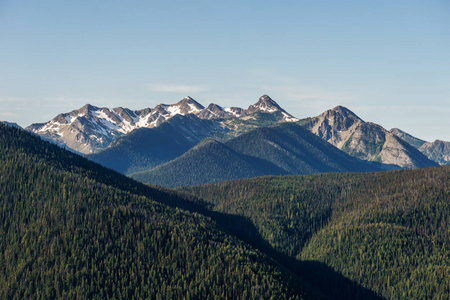 绿色山山脊场面与蓝天夏天风景背景