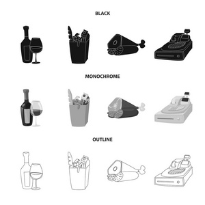 食品和饮料符号的矢量设计。食品和商店股票矢量图的收集