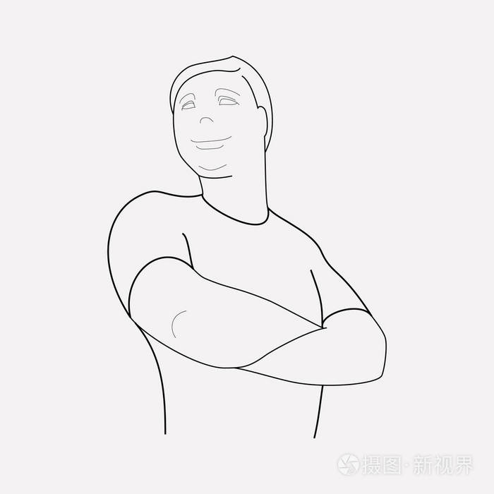 自信图标线的矢量插图为您的网络移动应用程序徽标设计插画-正版商用