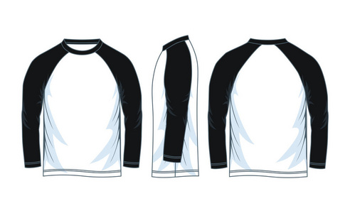 s long sleeves raglan tshirt templates, Front, side and back vi