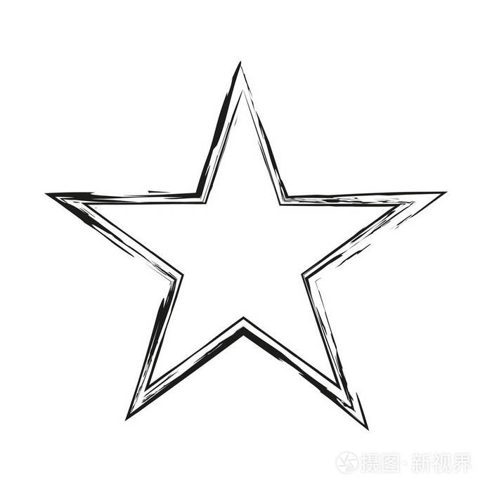 可怕的明星手绘风格的插图有一个可怕的效果带有灰色纹理的星星向量
