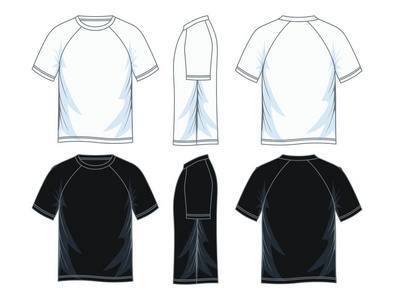 s short sleeves raglan round neck tshirt templates, Front, side