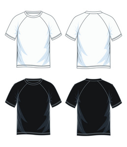 s short sleeves raglan round neck tshirt templates, Front and b