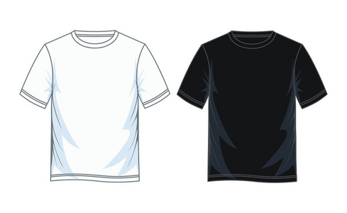 s tshirt templates, Front views. Black white variants. Vector i