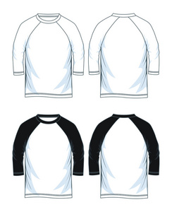 s threequarter sleeves raglan round neck tshirt templates, Fro